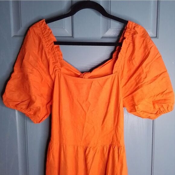 Who What Wear, Orange, Linen Blend Open Back Maxi Dress, size medium - Picture 1 of 6